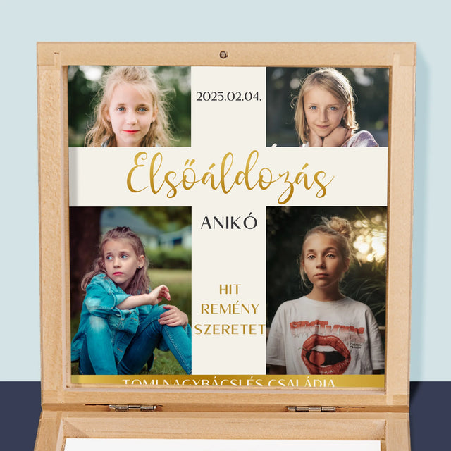 Fotókollázs: Elsőáldozás, Kereszt - Rózsafüzér