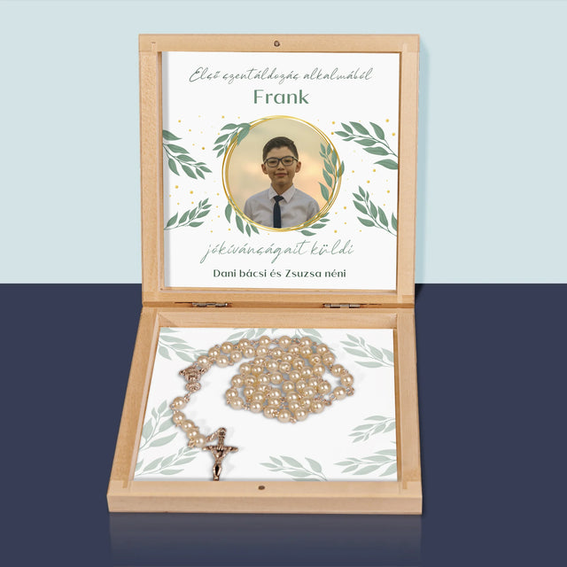 Fotó És Felirat: Első Szentáldozás Alkalmából - Rózsafüzér