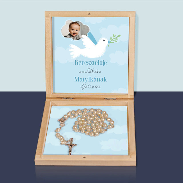Fotó És Felirat: Keresztelői Emlék Galamb - Rózsafüzér