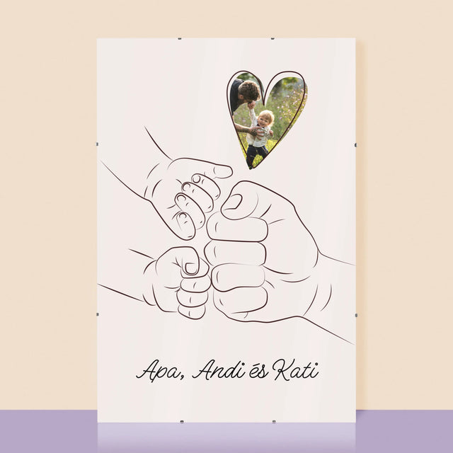 Fotó És Felirat: Apa Gyerek Kezecske - Plakát
