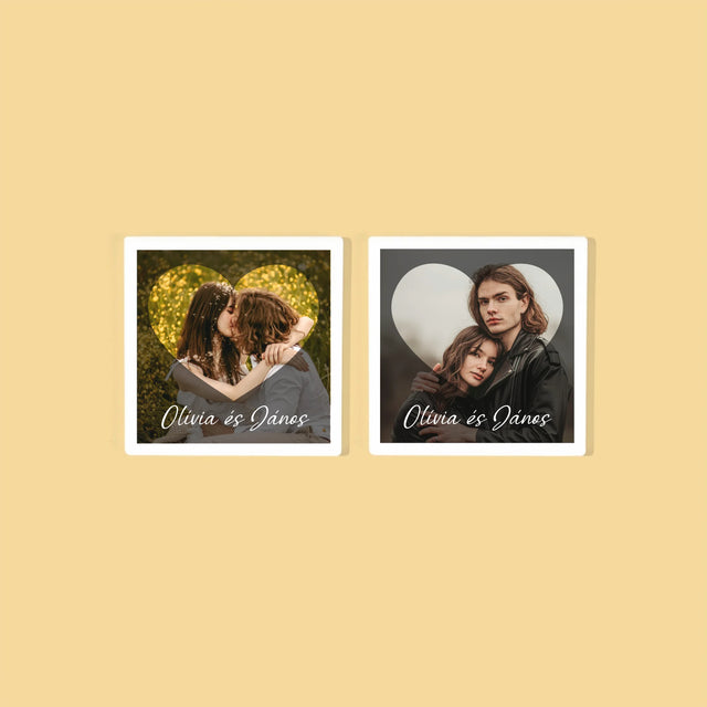 Fotó És Felirat: Szerelmesek, Szív - Poháralátét