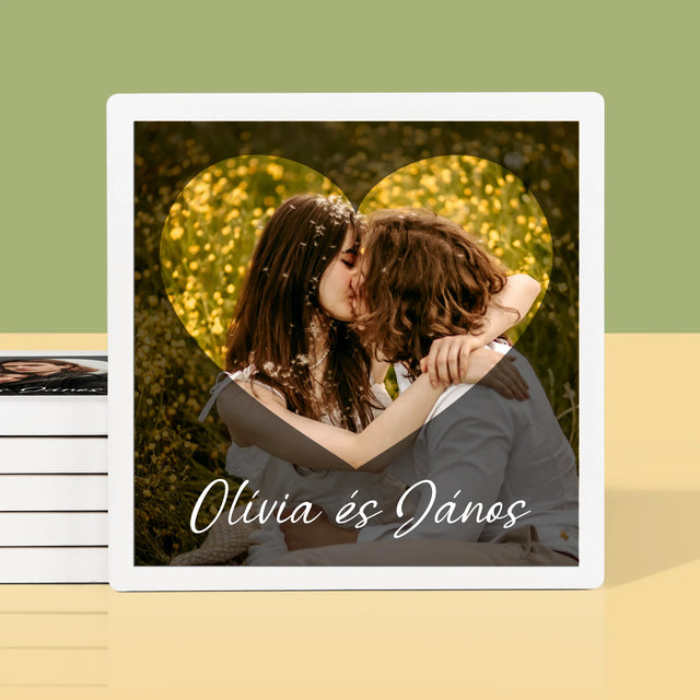 Fotó És Felirat: Szerelmesek, Szív - Poháralátét