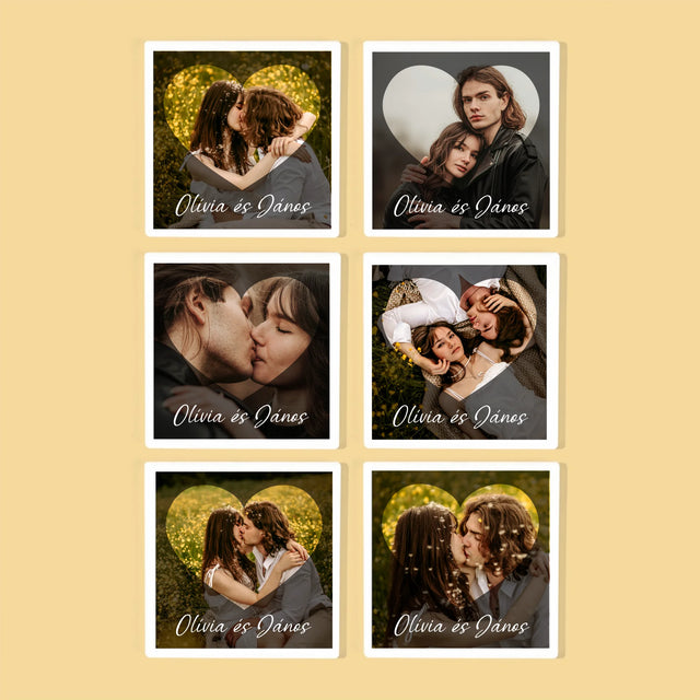 Fotó És Felirat: Szerelmesek, Szív - Poháralátét