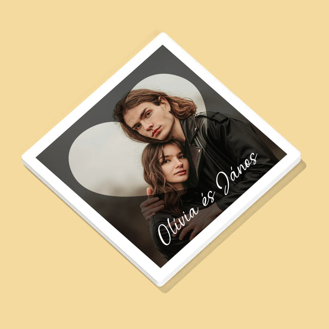 Fotó És Felirat: Szerelmesek, Szív - Poháralátét