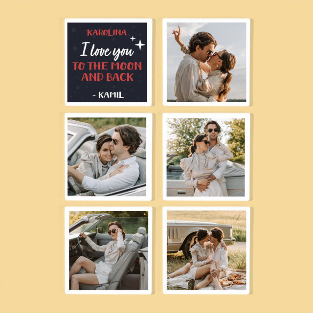 Fotókollázs: To The Moon And Back - Poháralátét