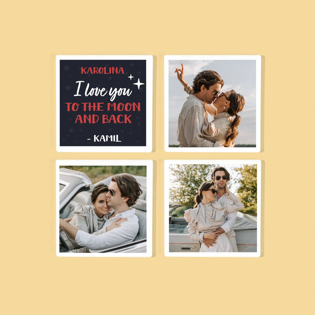 Fotókollázs: To The Moon And Back - Poháralátét