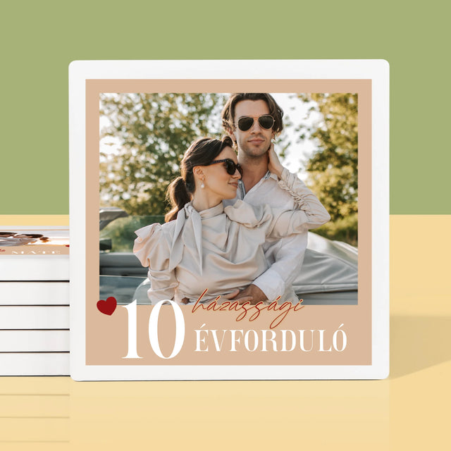 Fotó És Felirat: Évforduló, Szívecskék - Poháralátét