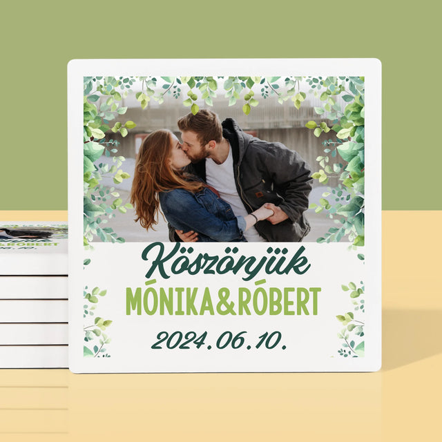 Fotó És Felirat: Esküvői Köszönetnyilvánítás - Poháralátét