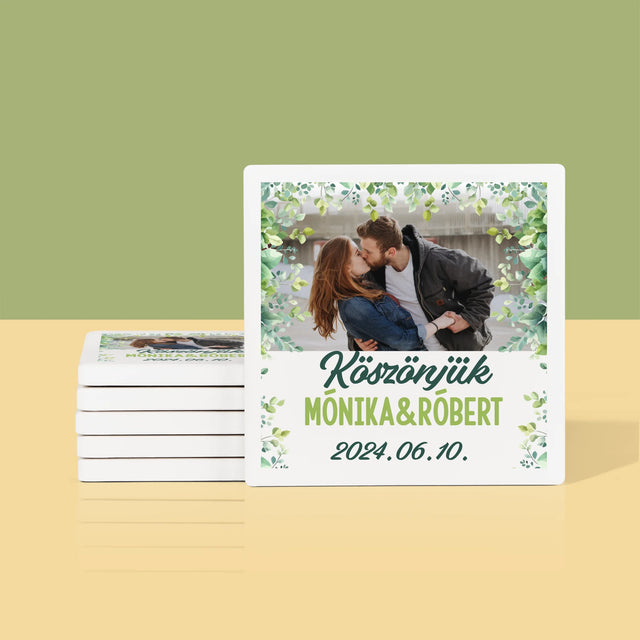 Fotó És Felirat: Esküvői Köszönetnyilvánítás - Poháralátét