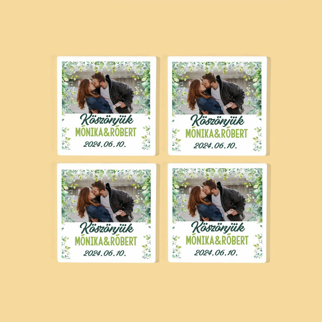 Fotó És Felirat: Esküvői Köszönetnyilvánítás - Poháralátét