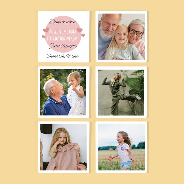 Fotó És Felirat: Köszönet A Nagyszülőknek - Poháralátét