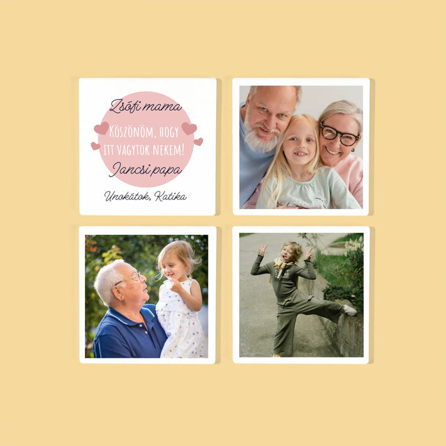 Fotó És Felirat: Köszönet A Nagyszülőknek - Poháralátét