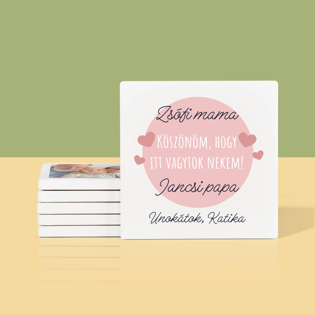 Fotó És Felirat: Köszönet A Nagyszülőknek - Poháralátét