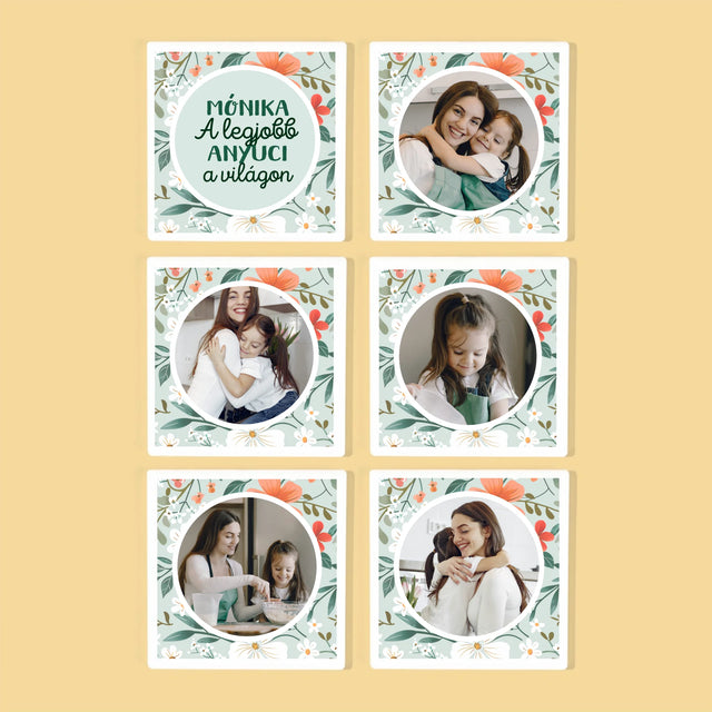 Fotó És Felirat: A Legjobb Anyuci, Virágok - Poháralátét