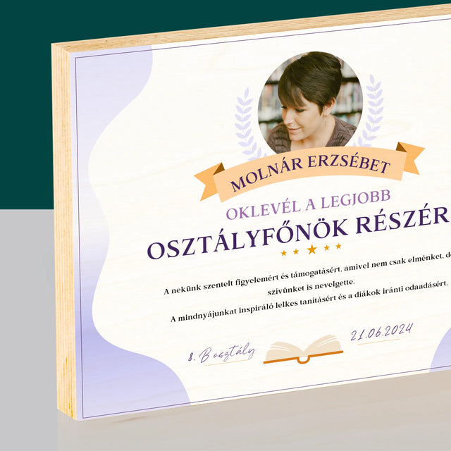 Fotó És Felirat: Oklevél A Legjobb Osztályfőnök Részére - Nyomtatás Fára