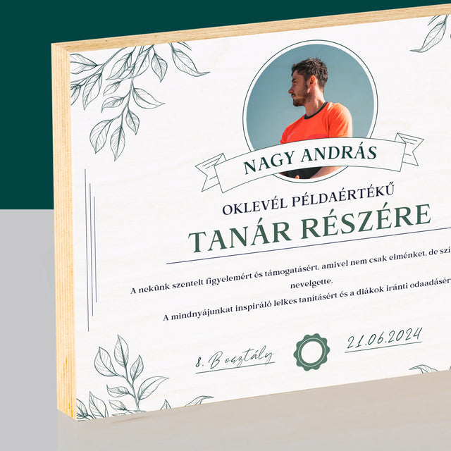 Fotó És Felirat: Oklevél Példaértékű Tanár Részére - Nyomtatás Fára
