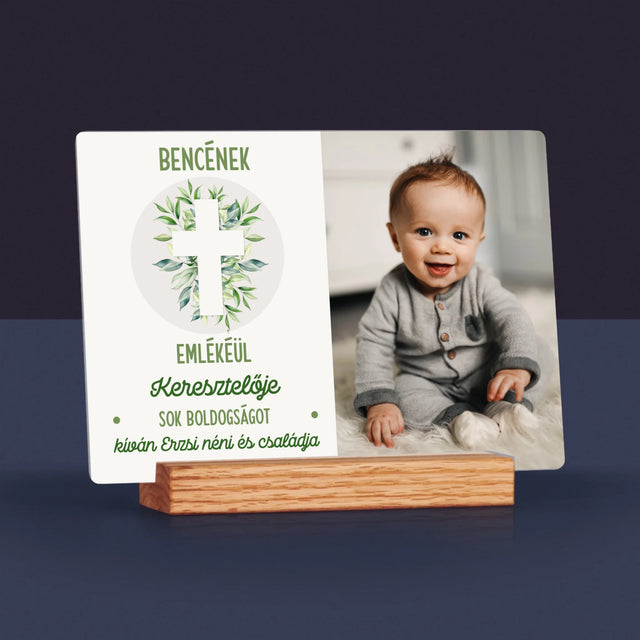 Fotó És Felirat: Keresztelő Levélkék - Akrilüvegre Nyomtatott Kép