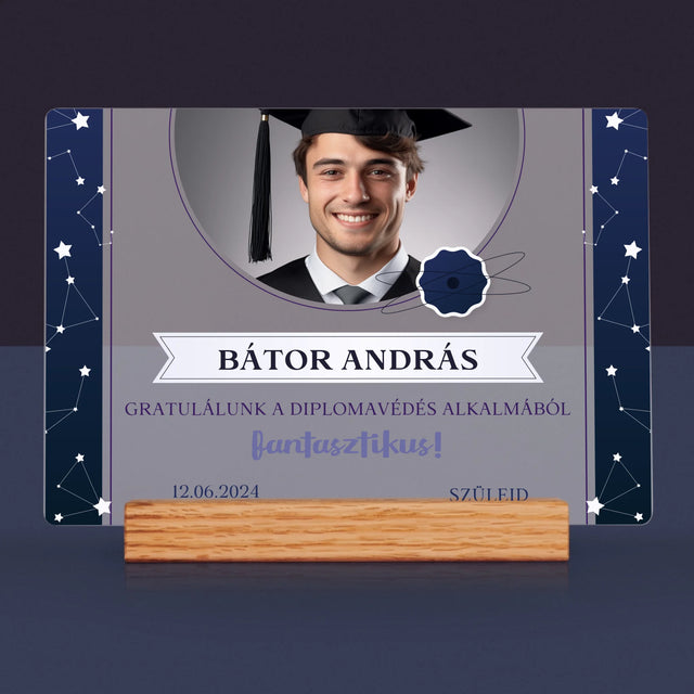 Fotó És Felirat: Gratulálunk A Diplomavédés Alkalmából - Akrilüvegre Nyomtatott Kép