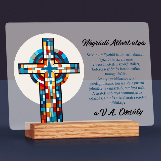 Név És Aláírás: Köszönet Kereszt - Akrilüvegre Nyomtatott Kép