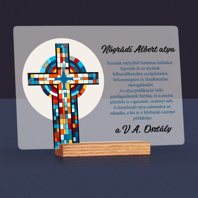 Név És Aláírás: Köszönet Kereszt - Akrilüvegre Nyomtatott Kép