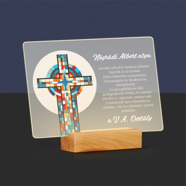 Név És Aláírás: Köszönet Kereszt - Akrilüvegre Nyomtatott Kép