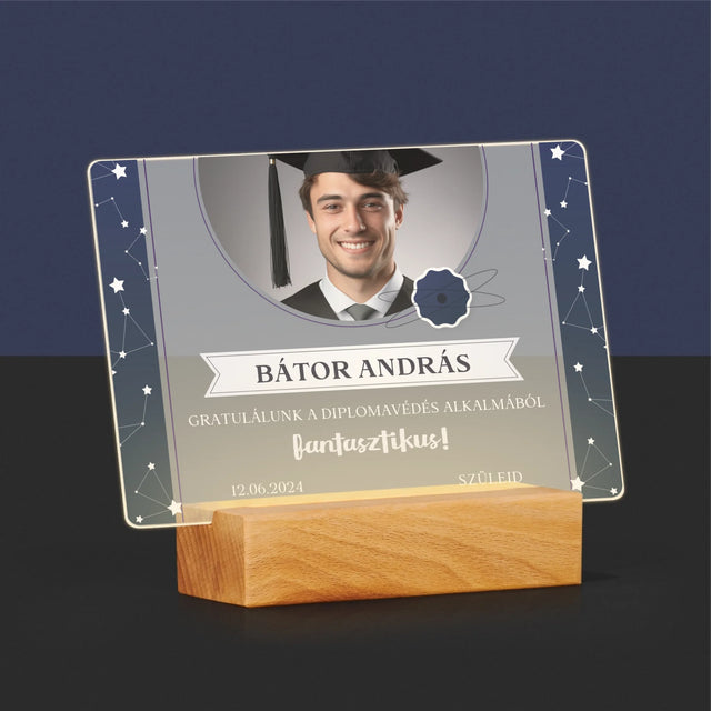 Fotó És Felirat: Gratulálunk A Diplomavédés Alkalmából - Akrilüvegre Nyomtatott Kép