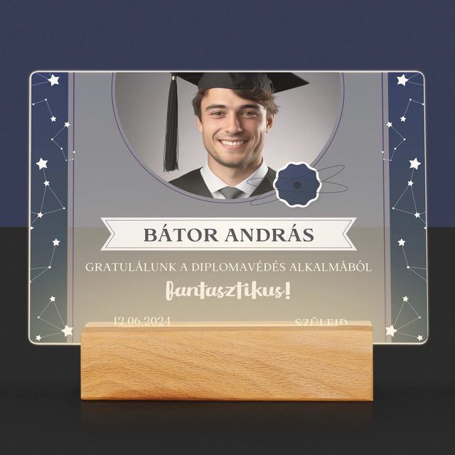 Fotó És Felirat: Gratulálunk A Diplomavédés Alkalmából - Akrilüvegre Nyomtatott Kép
