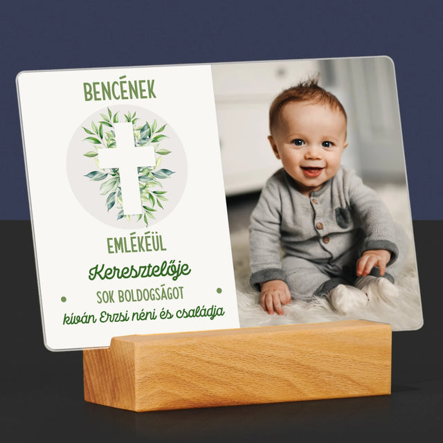 Fotó És Felirat: Keresztelő Levélkék - Akrilüvegre Nyomtatott Kép