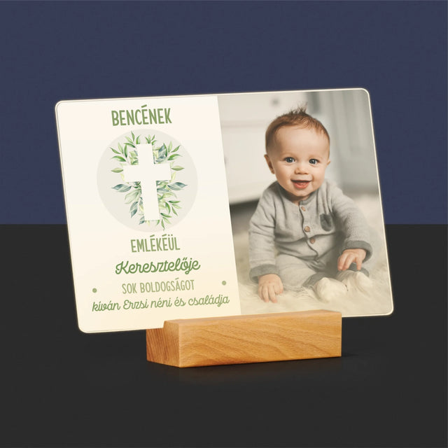 Fotó És Felirat: Keresztelő Levélkék - Akrilüvegre Nyomtatott Kép