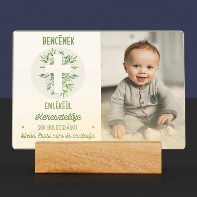 Fotó És Felirat: Keresztelő Levélkék - Akrilüvegre Nyomtatott Kép