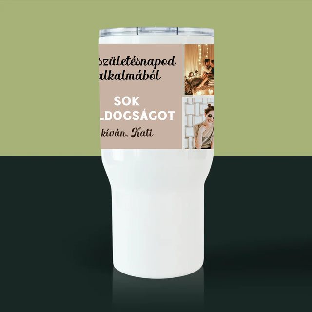Fotókollázs: Születésnapi Kollázs - Fehér Termoszbögre