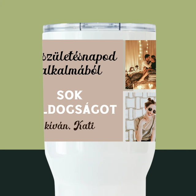 Fotókollázs: Születésnapi Kollázs - Fehér Termoszbögre