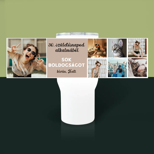 Fotókollázs: Születésnapi Kollázs - Fehér Termoszbögre