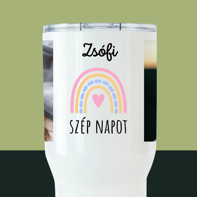 Fotókollázs: Szép Napot - Fehér Termoszbögre