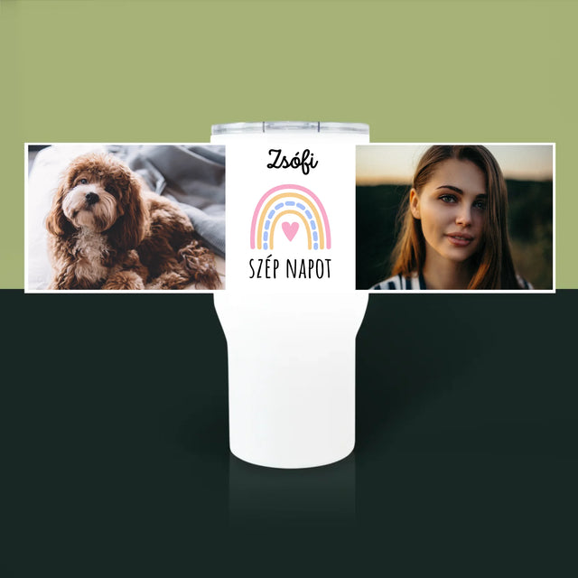 Fotókollázs: Szép Napot - Fehér Termoszbögre