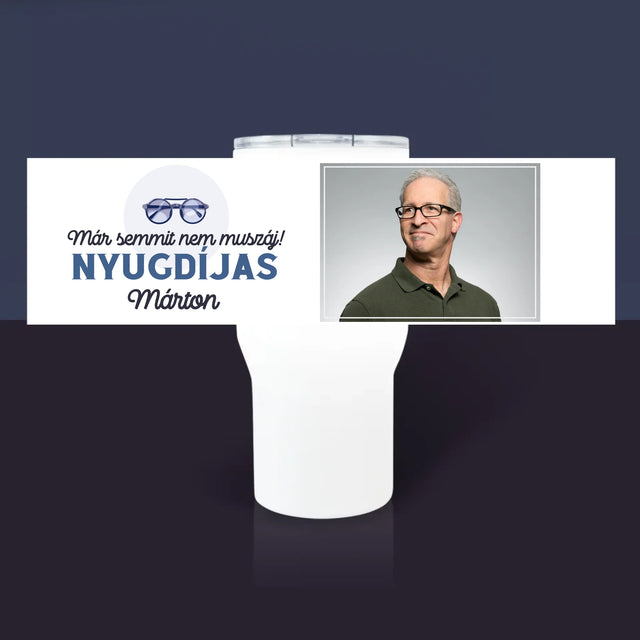 Fotó És Felirat: Semmit Nem Muszáj! Nyugdíjas - Fehér Termoszbögre
