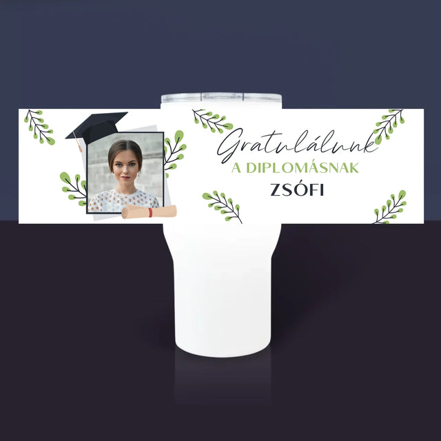 Fotó És Felirat: Gratulálunk A Diplomásnak - Fehér Termoszbögre