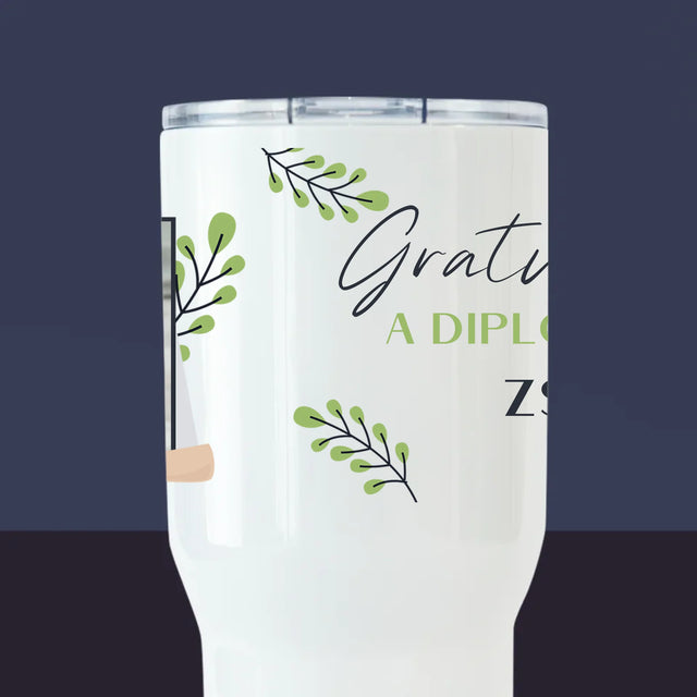 Fotó És Felirat: Gratulálunk A Diplomásnak - Fehér Termoszbögre