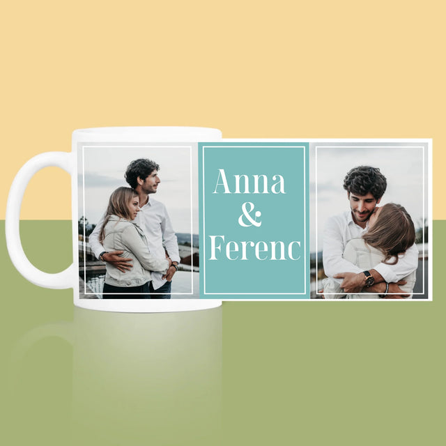 Fotókollázs: Pár, Nevek - Bögre