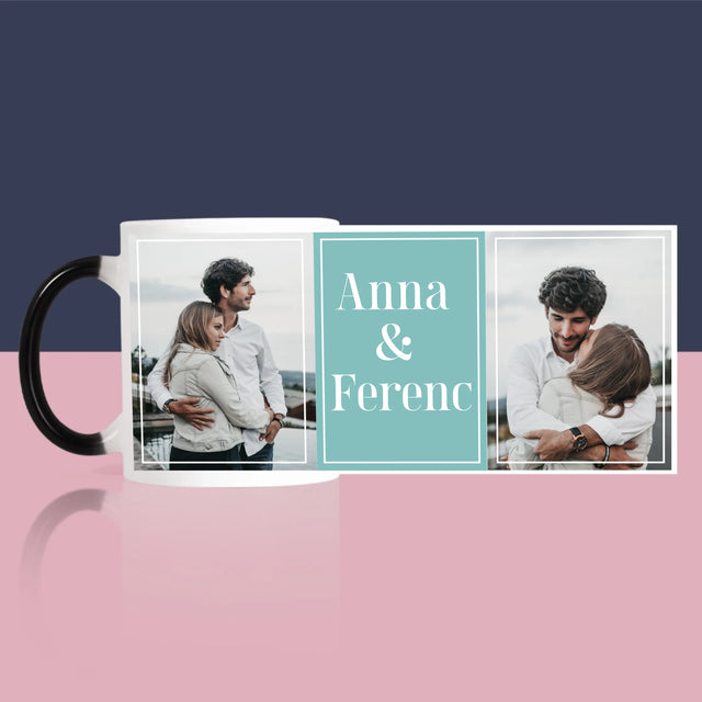 Fotókollázs: Pár, Nevek - Bögre