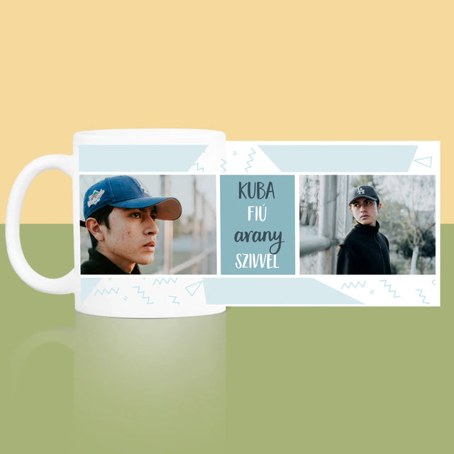 Fotókollázs: Aranyszívű Fiú - Bögre