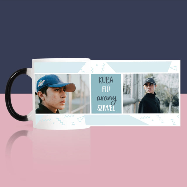 Fotókollázs: Aranyszívű Fiú - Bögre