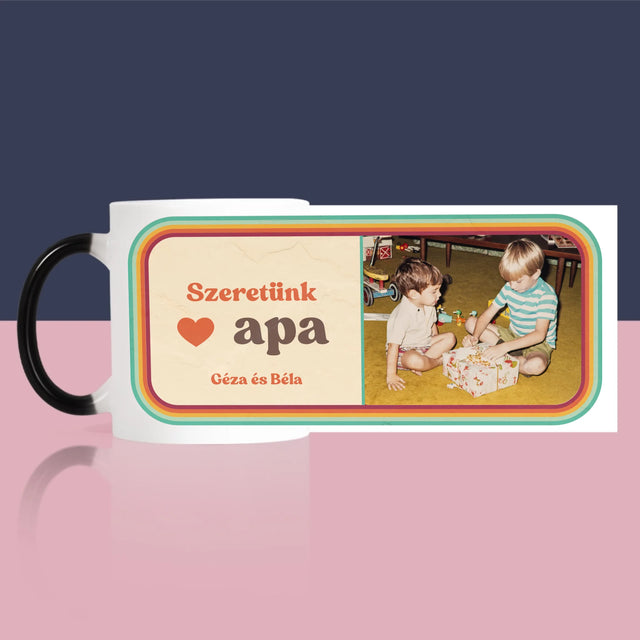 Fotó És Felirat: Szeretünk Apa - Bögre