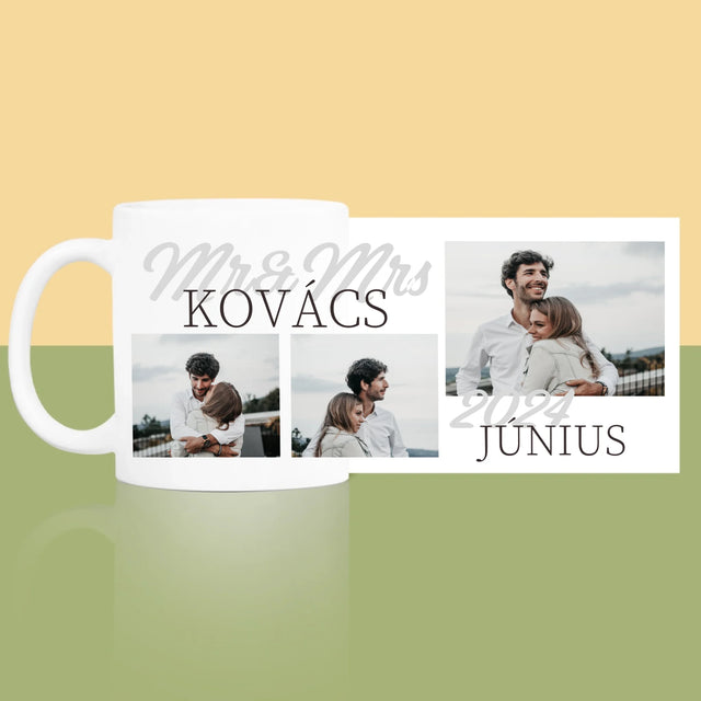 Fotókollázs: Mr&Mrs Dátum - Bögre