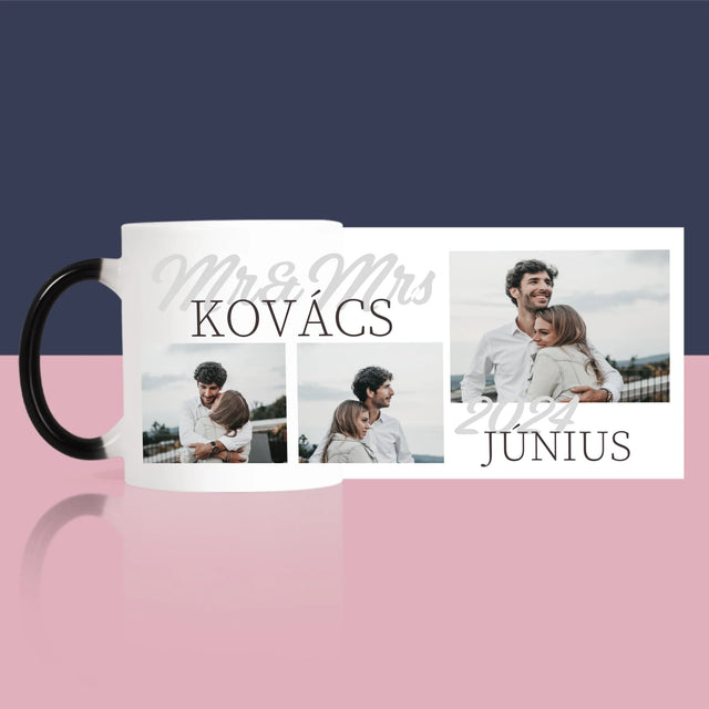 Fotókollázs: Mr&Mrs Dátum - Bögre