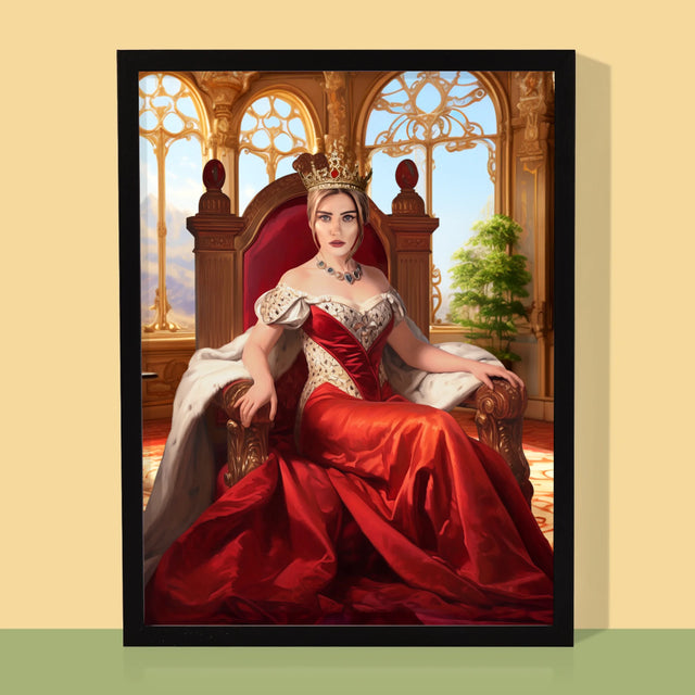 Királyi Portré: Királynő A Trónon - Keretes Nyomtatott Kép 30X40