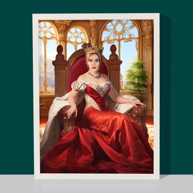 Királyi Portré: Királynő A Trónon - Keretes Nyomtatott Kép 30X40