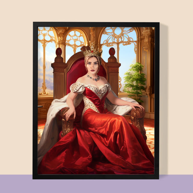Királyi Portré: Királynő A Trónon - Keretes Nyomtatott Kép 30X40