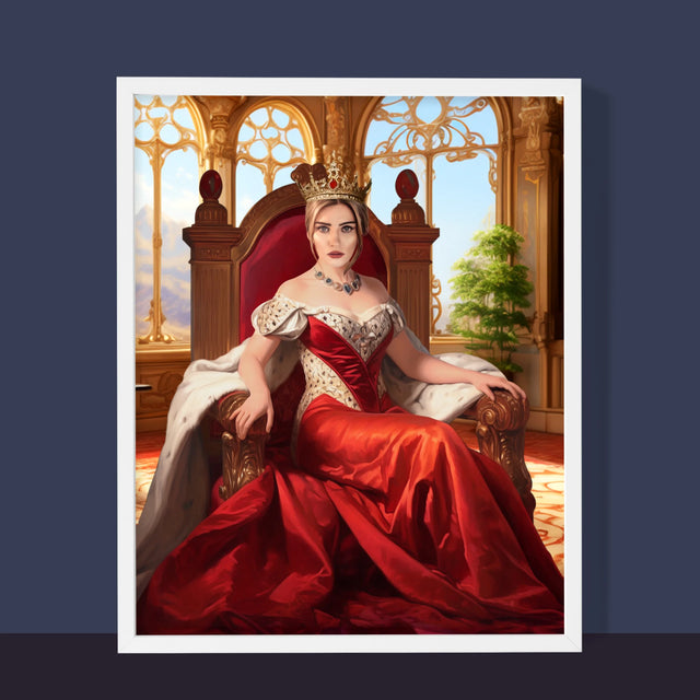 Királyi Portré: Királynő A Trónon - Keretes Nyomtatott Kép 30X40