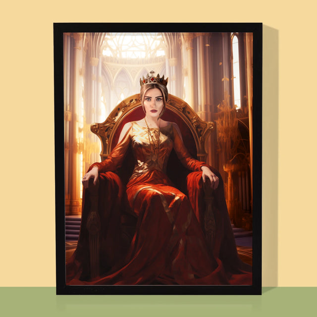 Királyi Portré: Királynő A Trónteremben - Keretes Nyomtatott Kép 30X40